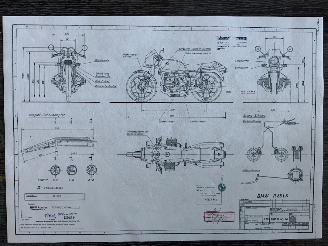 BMW R65 LS From 1981 Design Drawing Artwork - Etsy