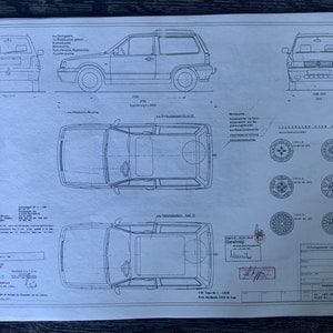 Polo Tipo 86 L Hatchback Fox D Van 1993 Facelift Construcción Dibujo ARTE trabajo Plano.