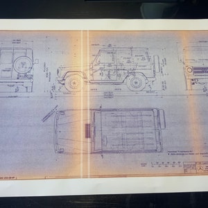 Mercedes G-Class W460 Short 4 Seater Construction Drawing ART work Blueprint