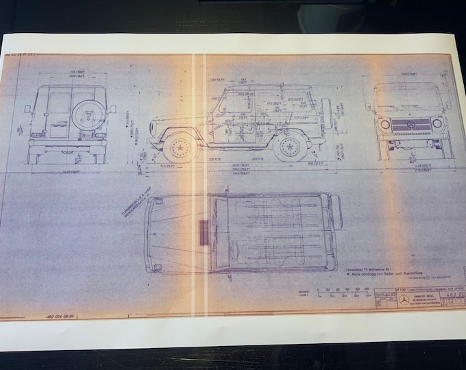 Mercedes G-Class W460 Short 4 Seater Construction Drawing ART work Blueprint