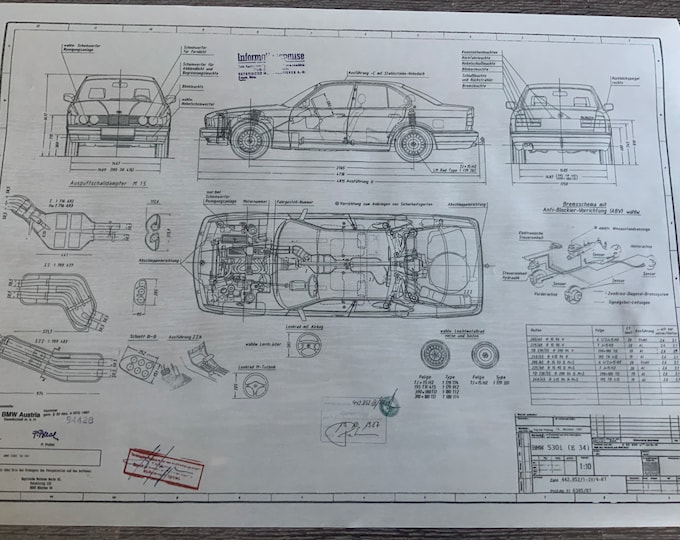 BMW E34 530i 1987 design drawing ARTwork