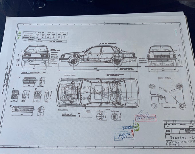 Opel Senator A 1978 design drawing ART work