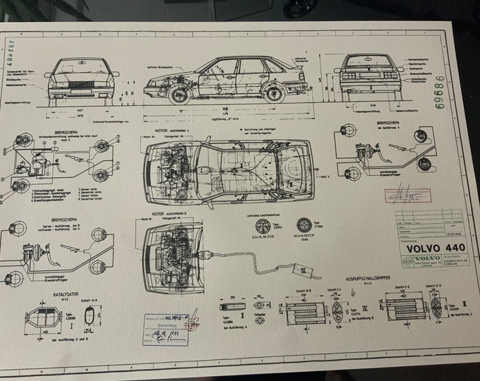 Volvo 440 1988 design drawing ART work