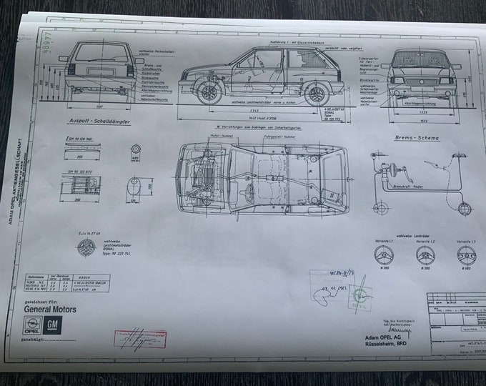 Corsa A Delivery Van Diesel 15 YD 1987 construction drawing ART work blueprint