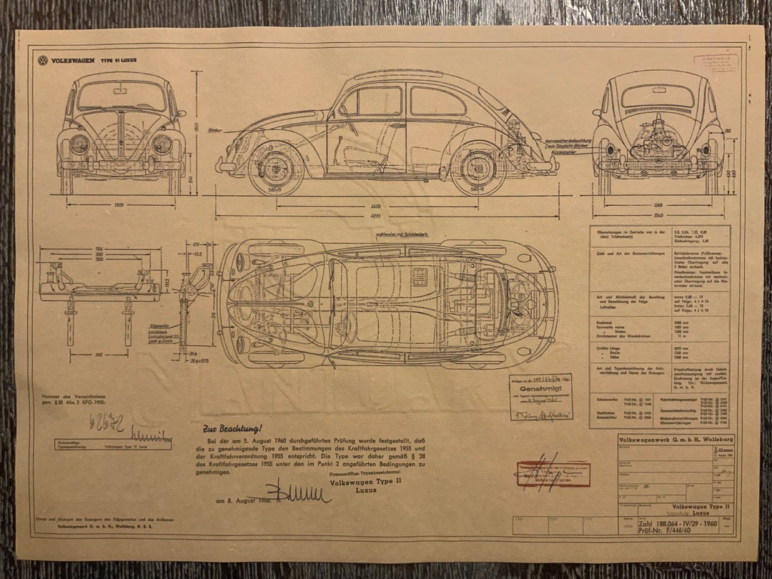 ビートル 1200 34 hp 高級 1960 建設図面 アートワーク 設計図 - Etsy 日本