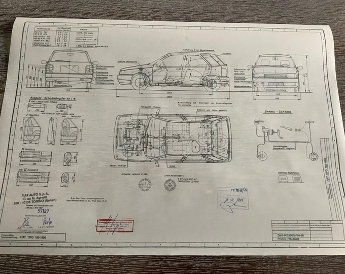 Fiat Tipo 160 1400 1988 construction drawing ARTwork