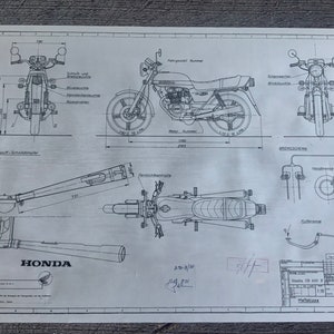 Honda CB 400 N 1978 construction drawing ART work blueprint