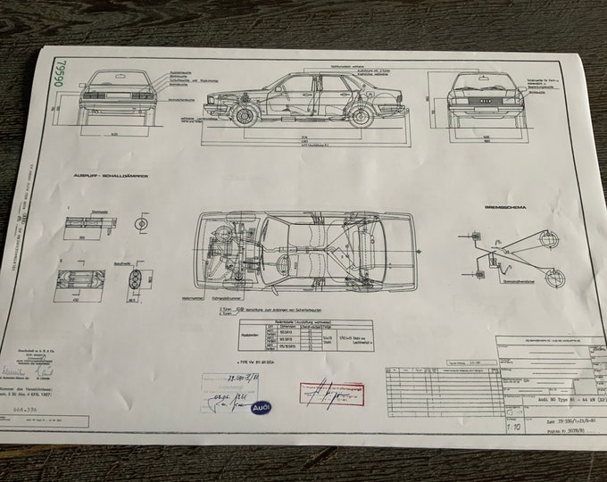 Audi 80 Type 81 44KW Engine Type EP 1981 Construction Drawing ART work Blueprint