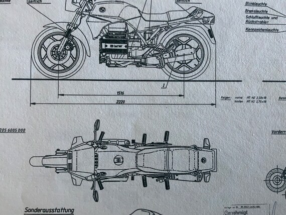 BMW K 75 C From 1985 Design Drawing Artwork - Etsy