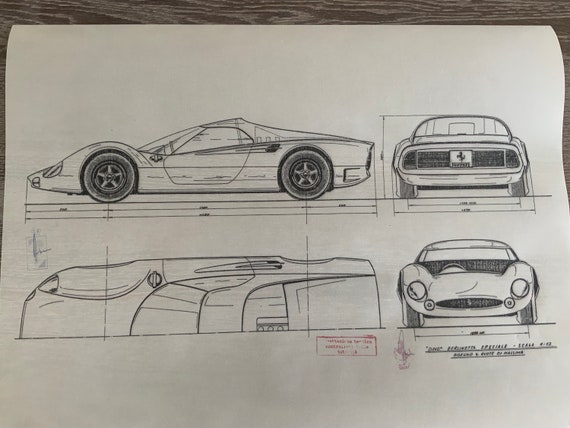 FERRARI Dino Berlinetta Speciale Construction Drawing ART Work - Etsy