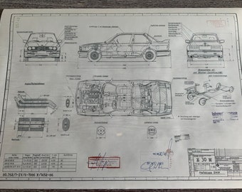 E30 BMW M3 Coupé 1986 bouwtekening KUNSTwerk