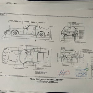 Opel GT Coupe 1968 design drawing ART work