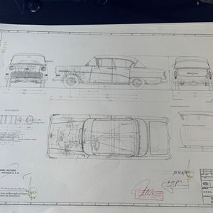 Opel Rekord P1 1500 1959 bouwtekening KUNSTwerk
