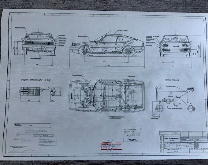 Simca Matra Bagheera S X6550 1976 construction drawing ART work