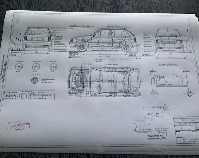 Corsa A 15YD Sport 1987 construction drawing ART work blueprint