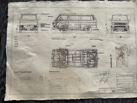 T3 Transporter Station Wagon 1984 Construction Drawing ART Work