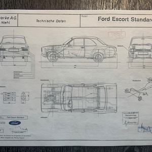 Ford Escort I Standart 1967 construction drawing ARTwork