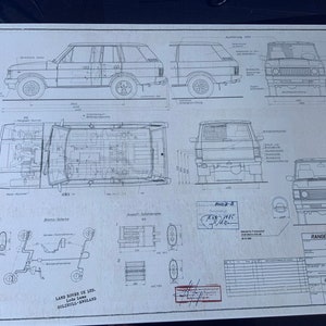 Range Rover Aquila 1986 Facelift ARTwork Construction Drawing Blueprint