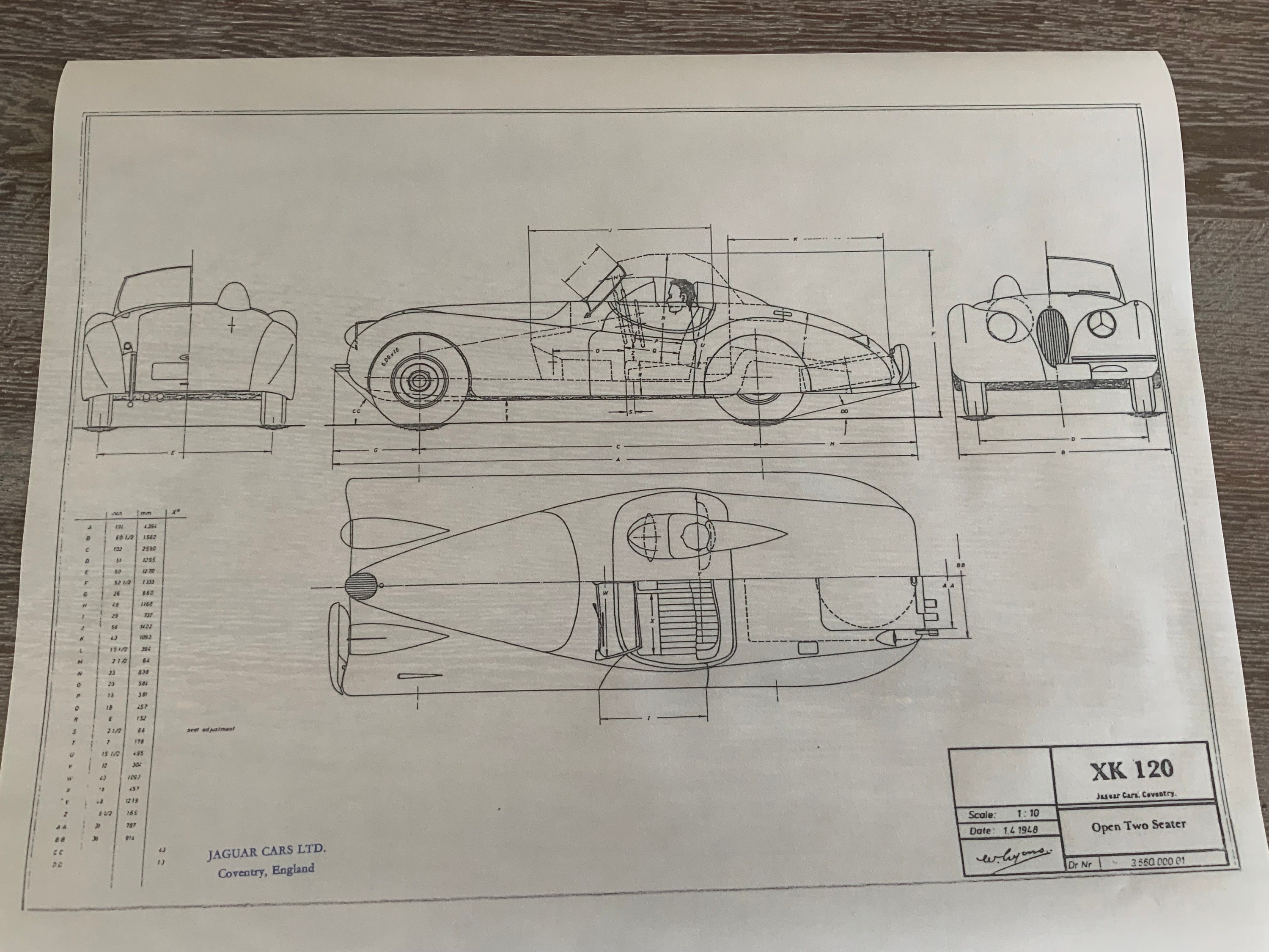 Jaguar XK 120 Open Two Seater 1948 Design Drawing ART Work - Etsy