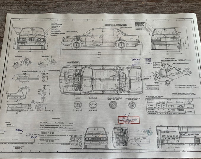 BMW E28 525i Change of the front 1984 design drawing ARTwork