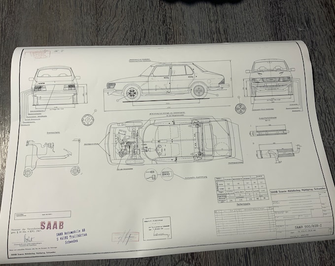 Saab 900 4SN-I 1980 construction drawing ART work blueprint