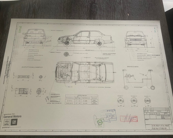 Opel Corsa A TR 1982 construction drawing ART work blueprint