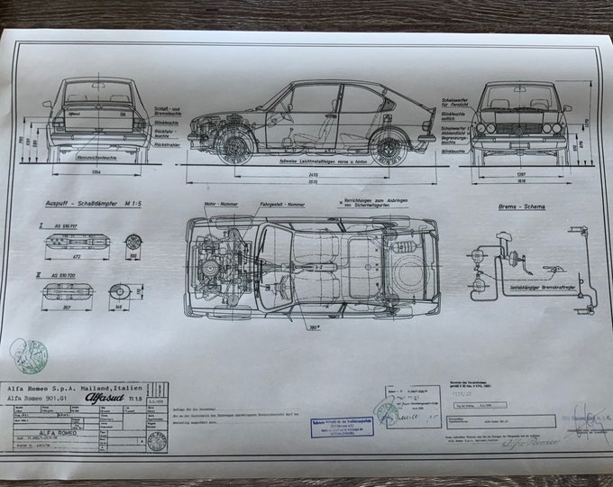 Alfa Romeo Alfasud TI 1.5 901 G1 1978 construction drawing ART work