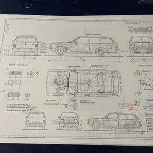 Opel Kadett C Caravan 1977 NFL construcción dibujo ARTE trabajo