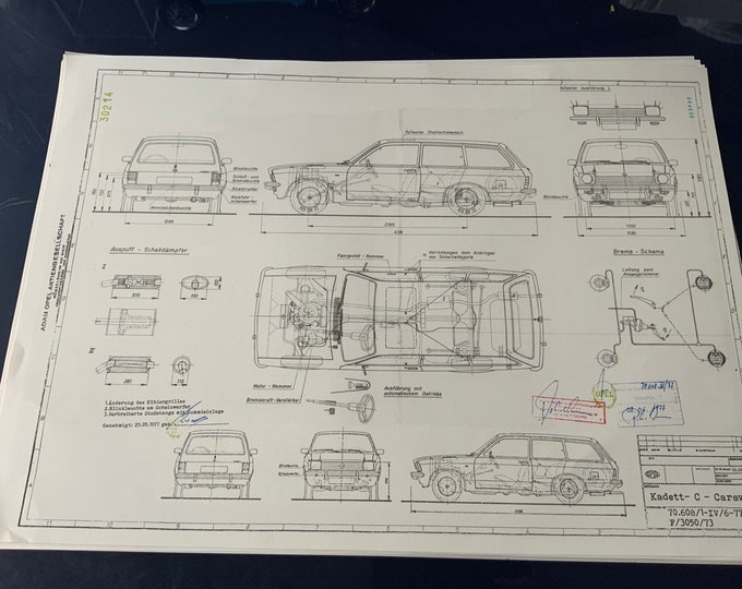 Opel Kadett C Caravan 1977 NFL construction drawing ART work