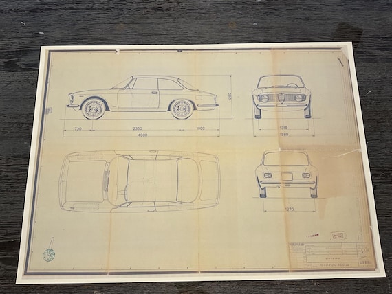 アルファロメオ ジュリア スプリント GT 1962 設計図 建築図面 アート