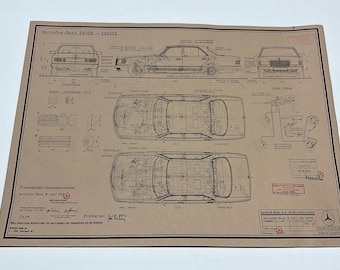 Mercedes W 126 Limousine 1979 Construction Drawing ART work