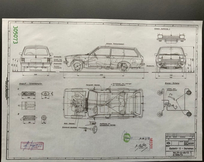 Opel Kadett C Caravan construction drawing ART work