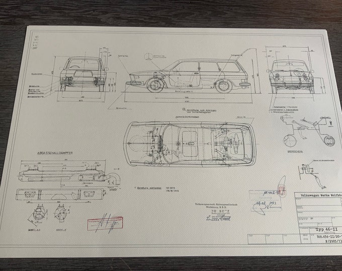 Type 46 1973 construction drawing ART work blueprint