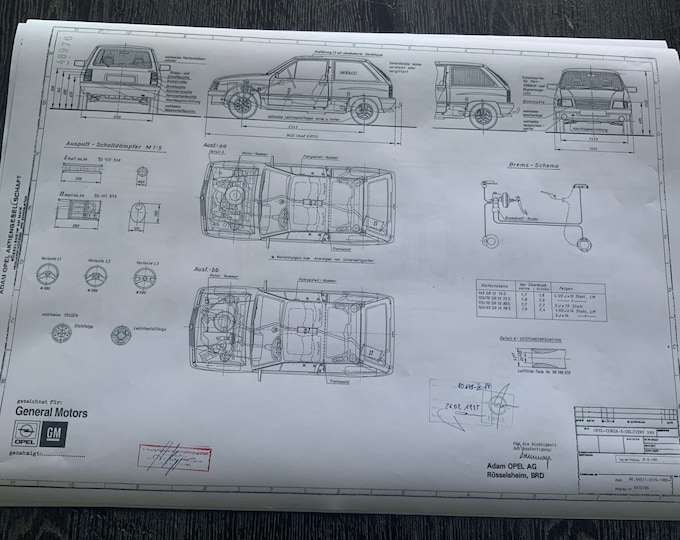 Corsa A Delivery Van 1985 construction drawing ART work blueprint