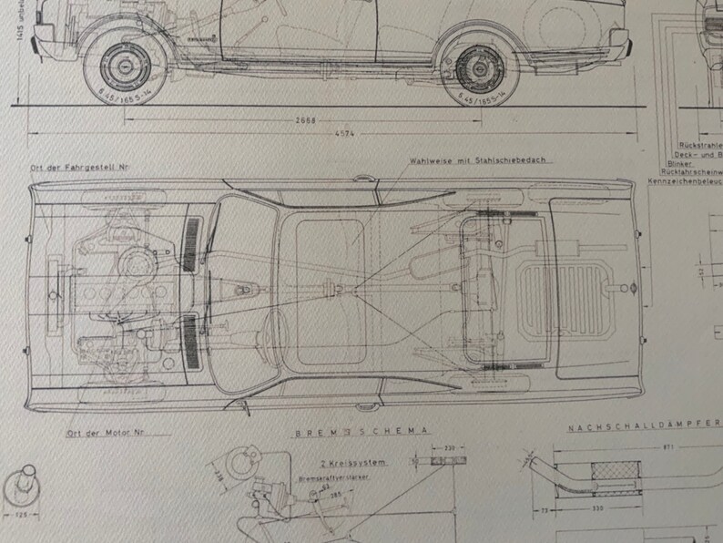 Opel Commodore A Coupe 1967 Construction Drawing ART Work Blueprint - Etsy
