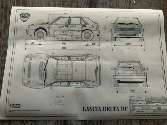 Lancia Delta Integrale HF 1993 Construction Drawing Artwork - Etsy