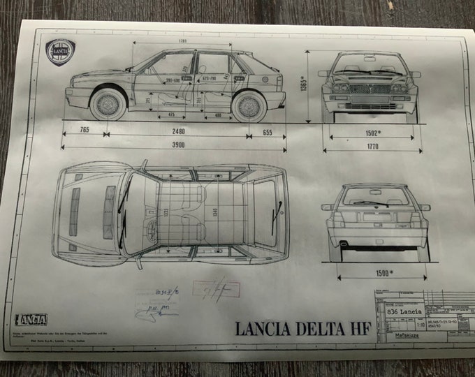 Lancia Delta Integrale HF 1993 construction drawing ARTwork