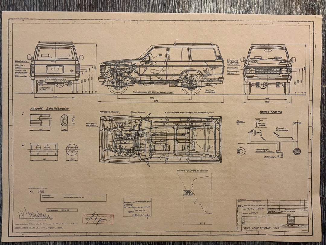 Land Cruiser HJ 60 From 1981 Toyota Construction Drawing ART Work