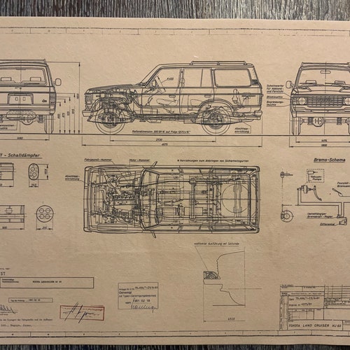 【T.Kページ】 Land Cruiser HJ 60 From 1981 Toyota Construction Drawing ART Work