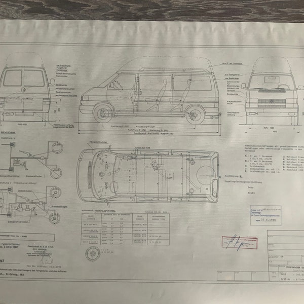 T4 Type70 high roof 1990 construction drawing ART work blueprint.