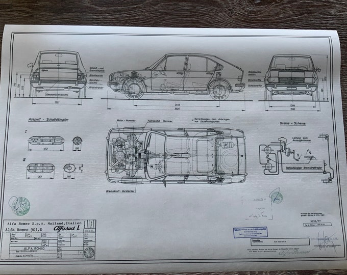 Alfa Romeo Alfasud L 901 D 1975 construction drawing ART work