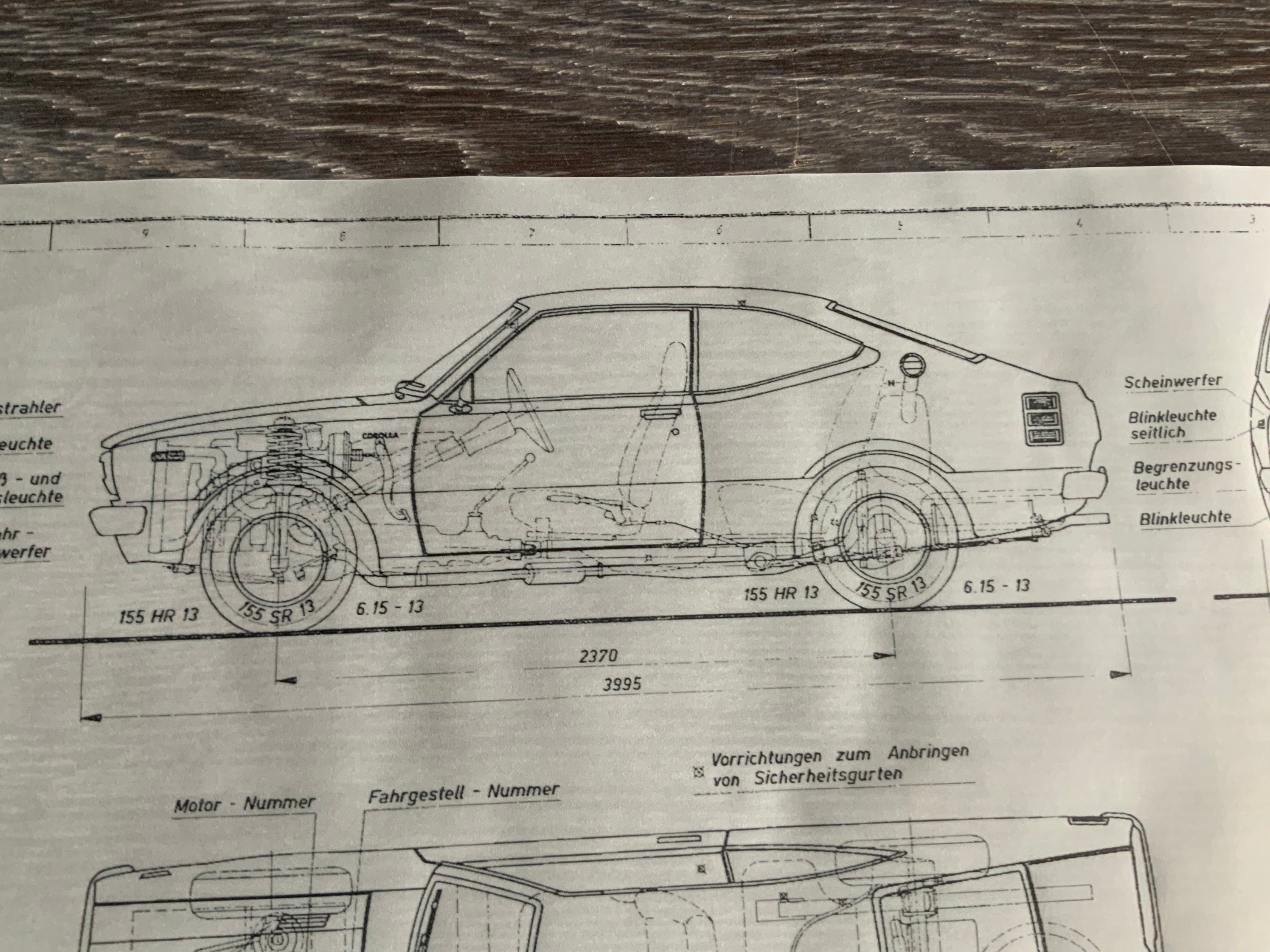 Toyota Corolla KE 35 Coupe 1974- 1978 Construction Drawing Toyota Corolla KE 35 Coupe 1974- 1978 Construction Drawing