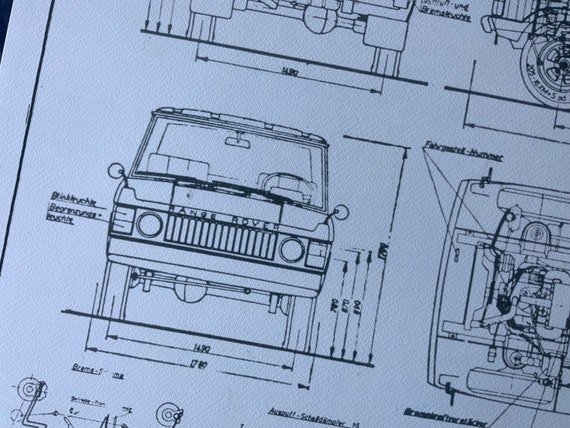 レンジローバー 1971 アートワーク 建設図面 設計図 - Etsy 日本