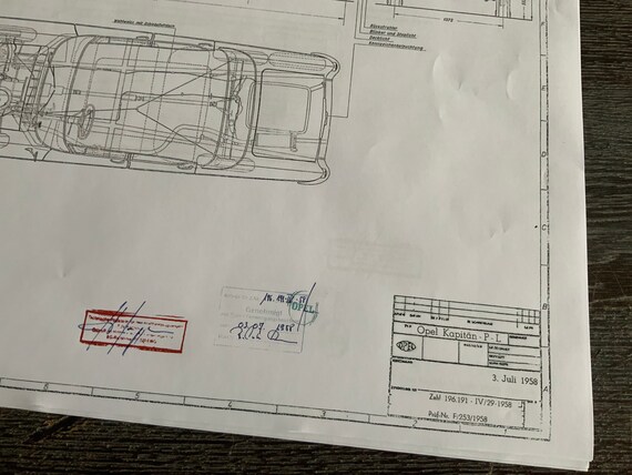 Opel Kapitän P-L 1958 Construction Drawing ART Work Blueprint - Etsy
