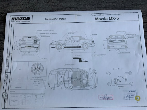 Mazda MX-5 Miata Roadster 1990 Design Drawing Artwork - Etsy