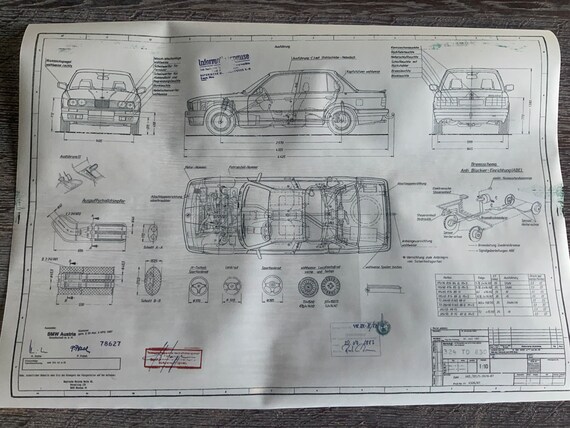 E30 BMW 324 TD 4 portes 1987 dessin de construction ARTwork - Etsy ...