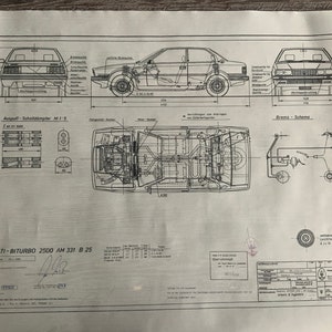 Maserati Biturbo 2500 1984 construction drawing ART work