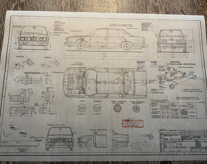 BMW E28 525i 1981 design drawing ARTwork