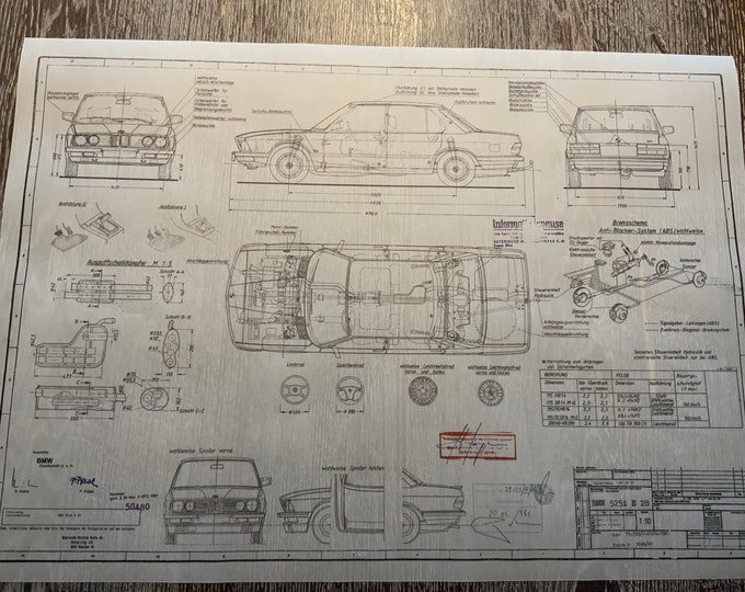 BMW E28 525i 1981 construction drawing ARTwork