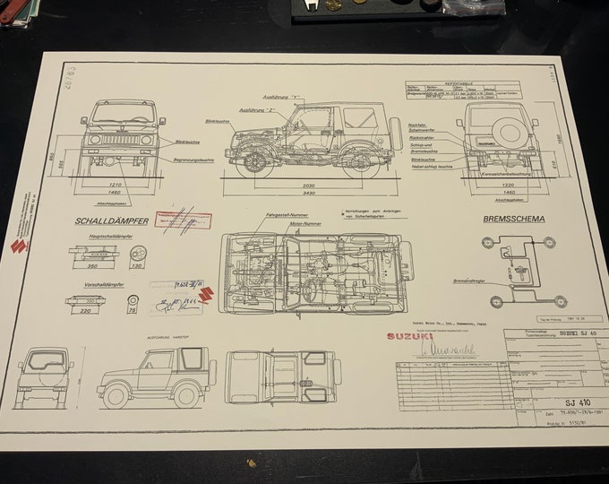 Suzuki SJ 410 from 1981 construction drawing ART work blueprint